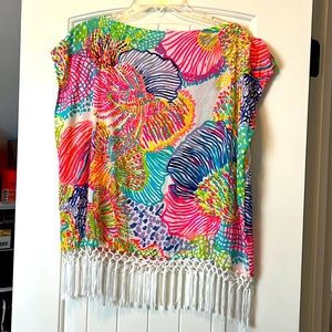Lily Pulitzer Top with frayed bottom. Multi colored